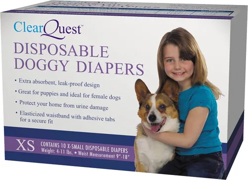 Vista 5 de ClearQuest Pañales desechables para perros, pañales para mascotas superabsorbentes a prueba de fugas