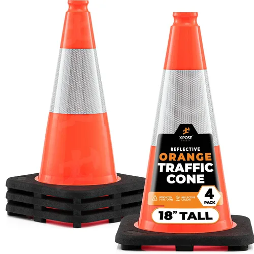 Vista 31 de Xpose Safety Conos de tráfico naranjas de 12 pulgadas con collar de 4 pulgadas, 1 paquete de conos de seguridad de plástico PVC multiusos