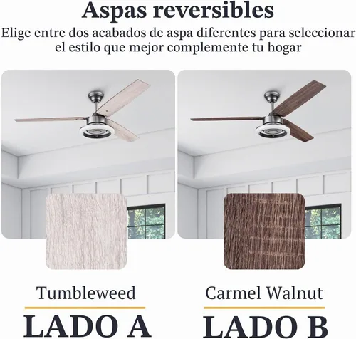 Vista 5 de Prominence Home Orbis - Ventilador de techo moderno para interiores de 52 pulgadas con luz LED, control remoto, motor reversible, 3 aspas de doble