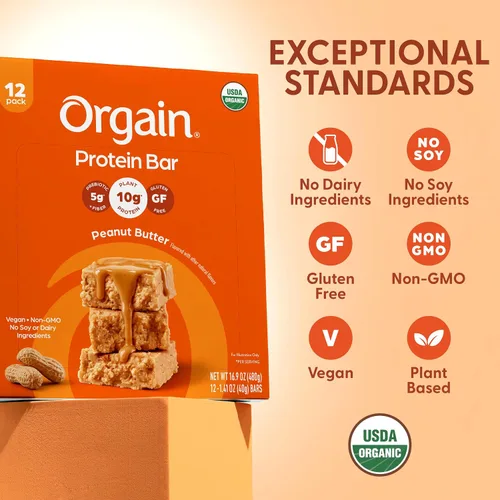 Vista 6 de Orgain Barras de proteína vegana orgánica, brownie de chocolate, 0.35 onzas