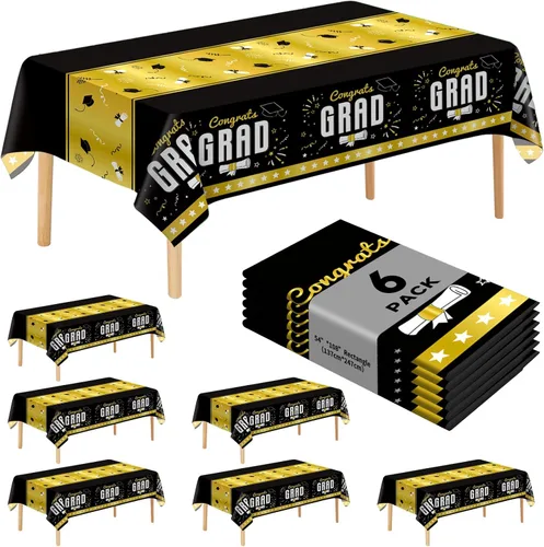 Vista 26 de Paquete de 6 manteles de plástico desechables de alta calidad de 54 x 108 pulgadas, manteles desechables para mesas de 6 a 8 pies, interiores
