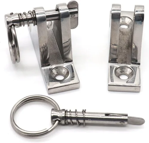 Vista 3 de Paquete de 2 bisagras de cubierta superior Bimini con pasadores extraíbles, acero inoxidable 316