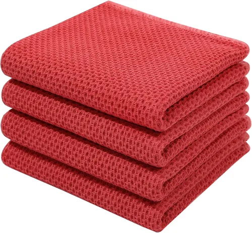 Vista 191 de Homaxy Paños de cocina de 100% algodón con tejido de gofre, ultra suaves, absorbentes, de secado rápido, 12 x 12 pulgadas, paquete de 6, amarillo