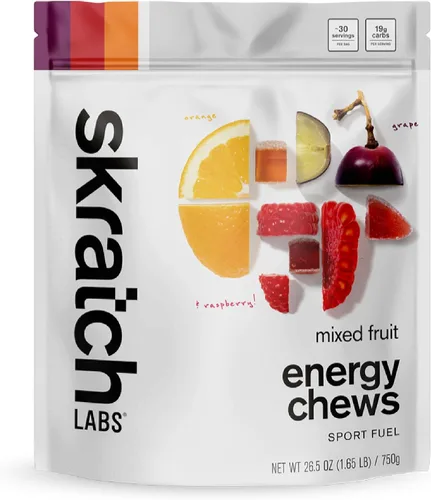 Skratch Labs Energy Chews, Mixed Fruit 30 Servings | Gummies for Running, Cycling & Endurance Quick Carbs for Athletes, Easy to Digest, Real Fruit |