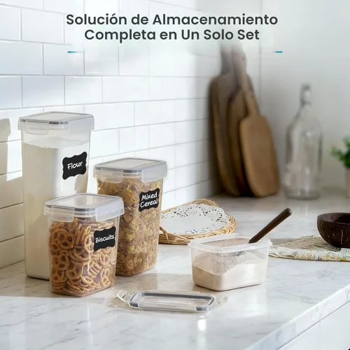 Vista 5 de Vtopmart Recipientes herméticos para almacenamiento de alimentos con tapas, 24 recipientes de plástico para organización de cocina y despensa