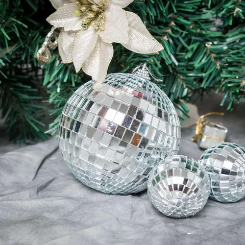 Vista 2 de Efavormart - 4 espejos de cristal de 4 pulgadas, decoración de fiesta de discoteca para bodas, eventos, fiestas de cumpleaños Plata