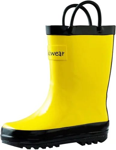 OAKI Botas de lluvia de goma impermeables para niños con asas fáciles de poner
