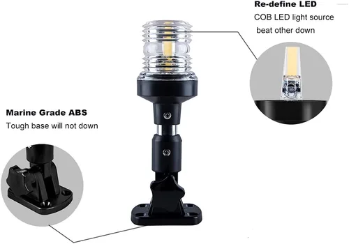 Vista 4 de Luz LED blanca plegable para popa de lancha, anclaje, para pontón y lancha de pesca (6 pulgadas)