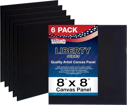 Vista 12 de US Art Supply - Paneles de lienzo negros de 6 x 6 pulgadas, calidad de artista profesional, sin ácidos, paquete de 6
