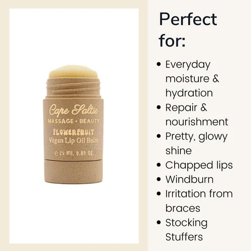 Vista 5 de Cape Saltie · Massage Beauty Flowerfruit - Bálsamo labial de aceite vegano en "Teddy", desnudo, sin perfume