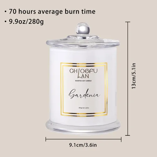 Vista 2 de Chloefu LAN - Velas perfumadas de gardenia para el hogar, vela de soja natural para decoración del hogar, regalo de vela de cumpleaños para mujeres