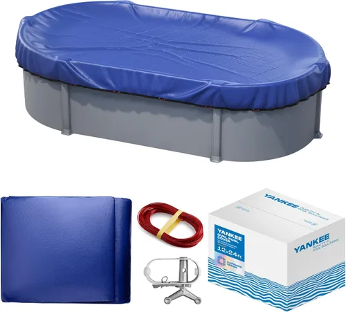 Yankee - Cubierta para piscina ovalada | 12 x 24 pies | Cubierta ovalada de invierno para piscinas sobre el suelo | Extra gruesa y duradera,