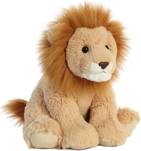 Vista 2 de Aurora® Peluche de león de peluche – Comodidad acogedora – Acurruces sin fin – Marrón 14 pulgadas