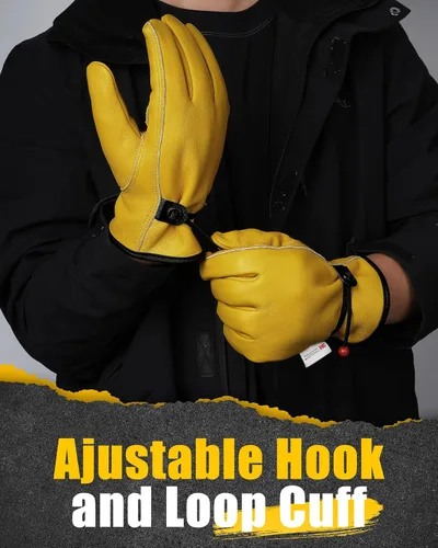 Vista 5 de DULFINE Winter Leather Work Gloves for Men and Women,3M Thinsulate Lining for Cold Weather Work, Thermal Insulated Gloves