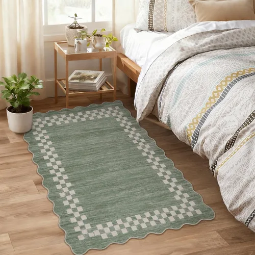 Vista 43 de GarveeHome Alfombra lavable de 5 x 7 pies para sala de estar, alfombra Beige festoneado