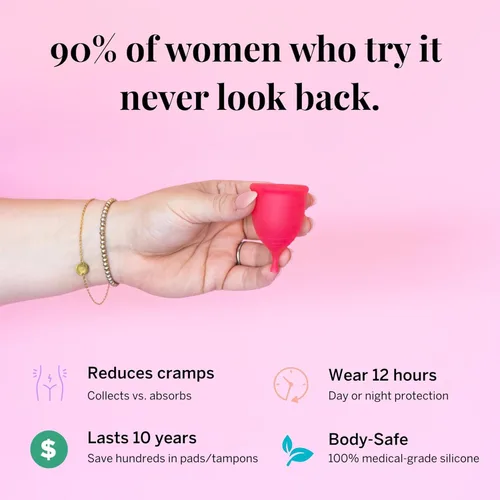 Vista 3 de Copa menstrual de Pixie - Sin metales ni toxinas - Clasificada como la más suave y reutilizable - Uso de 12 horas - 100% de silicona de grado médico