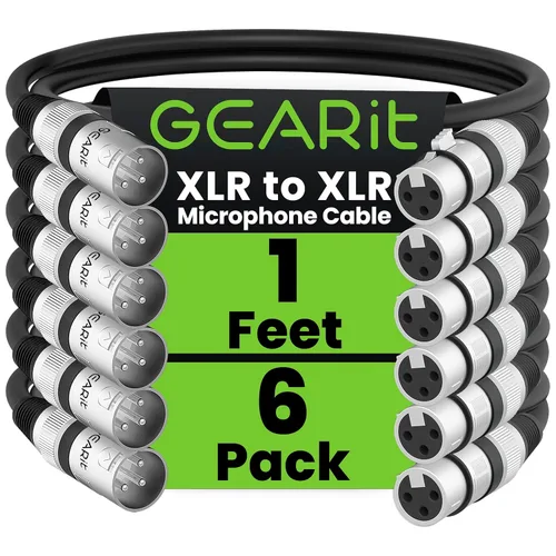 Vista 22 de GEARit XLR - Cable de micrófono macho a hembra (10 pies, paquete de 6) mezclador blindado equilibrado de 3 pines, estudio de grabación, podcast