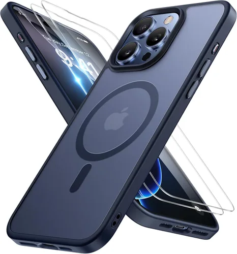 Vista 30 de Miracase - Funda magnética para iPhone 13 de 6.1 pulgadas (compatible con MagSafe) (con 2 protectores de pantalla), protección de grado militar