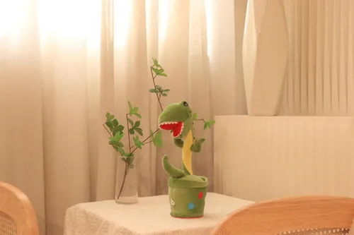 Vista 6 de Hopearl Dinosaurio bailarín brillante repite lo que dices – Talking T-Rex Wriggle Singing Mimicking Twisting Light Up Juguete de peluche animado