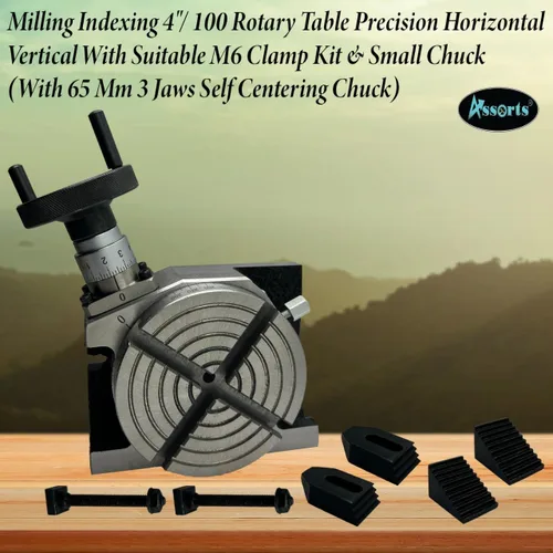 Vista 6 de Fresado de indexación de 4 "/ 100 mesa giratoria de precisión horizontal vertical con kit de abrazadera M6 adecuado y mandril pequeño