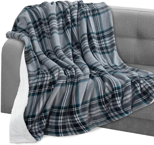 Manta Elegant Comfort, reversible de franela sherpa, ultrasuave, peluda, acogedora y afelpada - Manta decorativa ligera para todas las estaciones,
