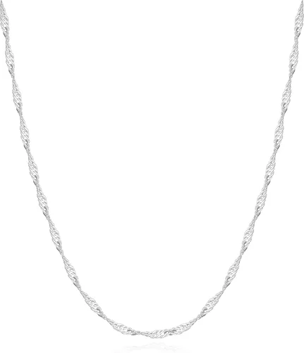 Waitsoul 925 Sterling Silver Singapore Chain Lobster Clasp 2mm Necklace for Women Silver Chain for Women Silver Necklace Chain for Grils