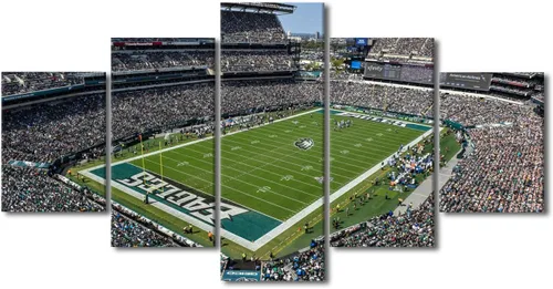 Vista 55 de TUMOVO T-MOBILE PARK - Arte de pared para sala de estar, lienzo de estadio de Seattle, 5 piezas, arte moderno de decoración de pared