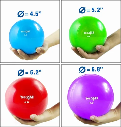 Vista 2 de Yes4All - Bolas de tonificación con peso para ejercicio, bolas medicinales suaves para ejercicio, pilates, yoga, equilibrio, flexibilidad, 2-10