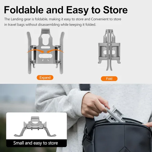 Vista 5 de STARTRC Tren de aterrizaje para Dji Mini 4 Pro Dron, kit de patas de aterrizaje extendidas plegables para DJI Mini 4 Pro Drone Protector