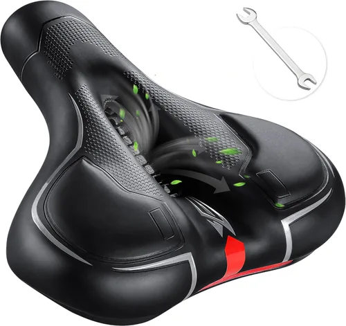 Vista 8 de IPOW Asiento de bicicleta cómodo para mujeres u hombres, repuesto de silla de bicicleta acolchado suave de espuma viscoelástica de alta densidad