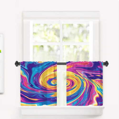 Vista 92 de Maritime Ocean Cafe Curtains,Anchors Nautical Art Blackout Tier Curtain Multilayer Polyester Short Kitchen Drapes 2 Pack 26X24 Inches