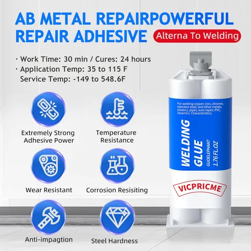 Vista 2 de Pegamento de metal, adhesivo epoxi impermeable de alta resistencia y resistente para metal, plástico, cerámica, madera, vidrio. Reparación