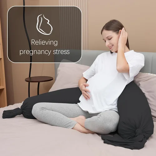 Vista 6 de MOON PARK - Almohada de embarazo con funda de enfriamiento increíblemente suave y lisa en forma de I, almohada de maternidad de cuerpo completo