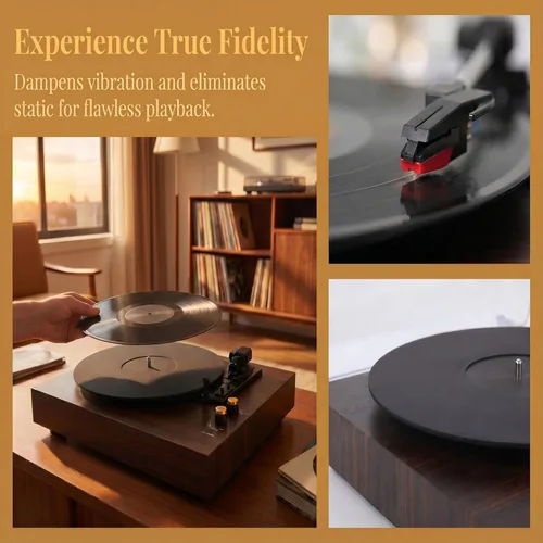 Vista 3 de Alfombrilla acrílica para tocadiscos Slipmat para discos: Alfombrillas deslizantes de vinilo para plato de 12 pulgadas, accesorios para tocadiscos