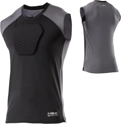 McDavid HEX Chest Protector Shirt Heart Guard Sternum Compression Padded Shirt for Football, Lacrosse, Softball Rugby - Youth