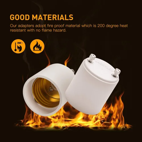 Vista 2 de Paquete de 2 adaptadores JACKYLED GU24 a E26, hasta 392 ℉ resistente al calor, convierte el accesorio basado en dos pines GU24 a adaptador