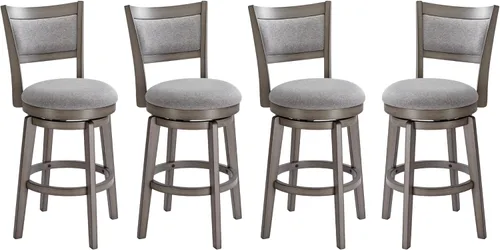 Vista 12 de PrimeZone Juego de 2 taburetes de bar giratorios de 24 pulgadas de altura de mostrador, taburete de bar de respaldo alto con patas de madera maciza