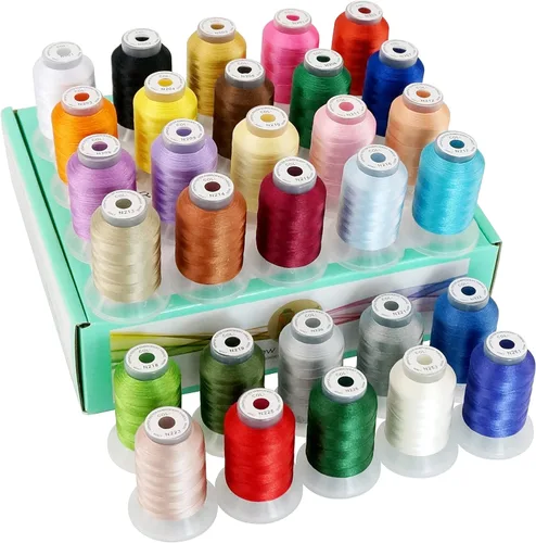New brothread Kit de hilo para máquina de bordar de poliéster de 30 colores, 1,640.4 ft (550 Y), cada carrete, colores compatibles con colores