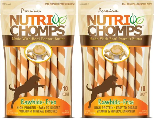 Vista 8 de NutriChomps - Golosinas masticables para perros de 5 pulgadas, fáciles de digerir, sin piel cruda, sabor a mantequilla de maní real y sabor real
