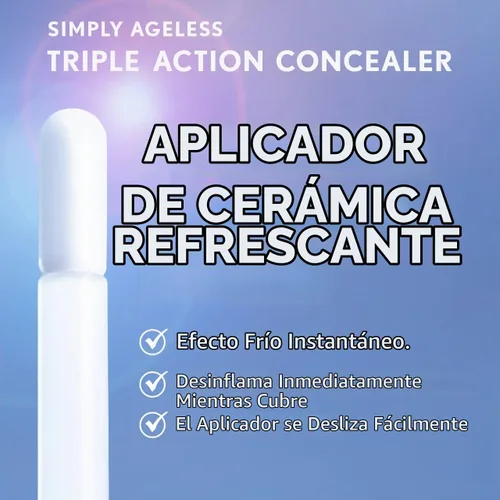 Vista 5 de COVERGIRL Simply Ageless Corrector de triple acción, color beige pulido, paquete de 1 Buff Beige