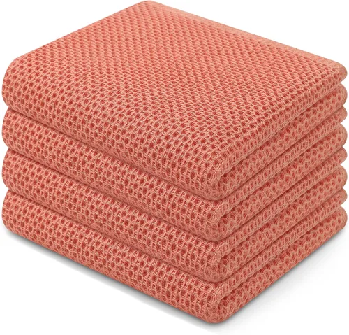 Vista 147 de Homaxy Paños de cocina de 100% algodón con tejido de gofre, ultra suaves, absorbentes, de secado rápido, 12 x 12 pulgadas, paquete de 6, amarillo