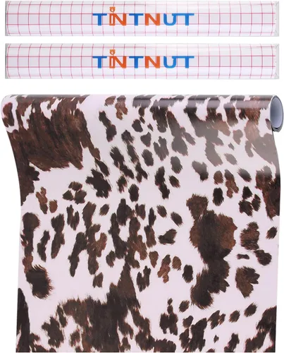 Vista 10 de Tintnut Rollo de vinilo permanente de piel de vaca, 12 pulgadas x 5 pies, vinilo adhesivo con estampado de vaca, vinilo con estampado de animales