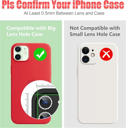 Vista 3 de AGVEE 3+3 6 Pack para iPhone 12 Pro/12/12 Mini/11 Pro Max/11 Pro/11 Protector de lente de cámara, Anillo metálico con brillo de diamante