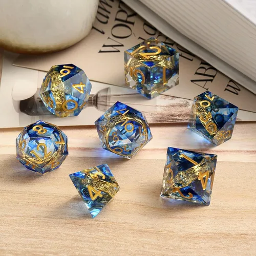 Vista 166 de DNDND Dados de Resina Ojo DND de Borde Afilado Dado de D&D con Estuche de Regalo para Juego de Dungeons and Dragons (Ojo de Dragón Verde)