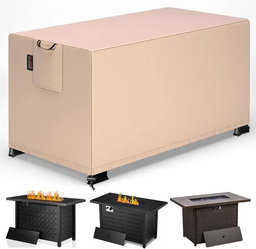 Vista 10 de QH.HOME Funda Rectangular para Hoguera de 42 x 24 Pulgadas, Cubierta para Mesa de Hoguera Exterior Impermeable Fuerte Resistente al Desgarro y a