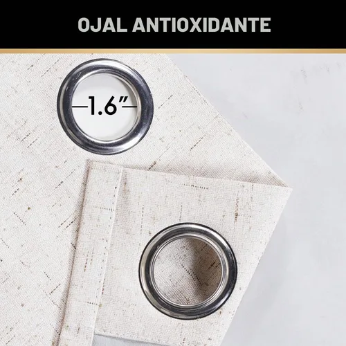 Vista 8 de PrinceDeco Cortinas con textura de lino 100% opacas de 64 pulgadas de largo, juego de 2 paneles de cortinas de lino opacas con forro aislante Arena