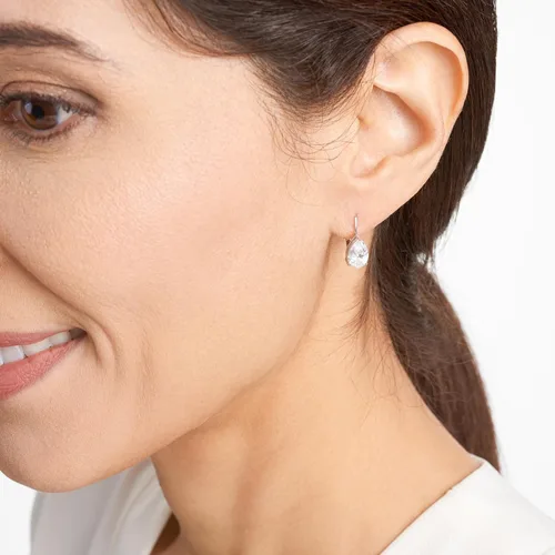 Vista 2 de Tienda Collection Sterling Silver or Gold Plated Sterling Silver Pear Cut Cubic Zirconia Leverback Earrings