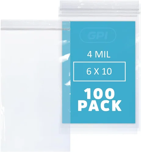 Vista 30 de GPI - 100 bolsas con cremallera de 5 x 7 pulgadas, resistentes de 4 mil de grosor, bolsas de polietileno transparentes con cierre resellable