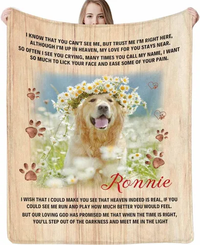Vista 20 de Manta personalizada con imagen, mantas de memoria personalizadas para perros, hechas en Estados Unidos, imagen personalizada para pérdida de 1 Foto