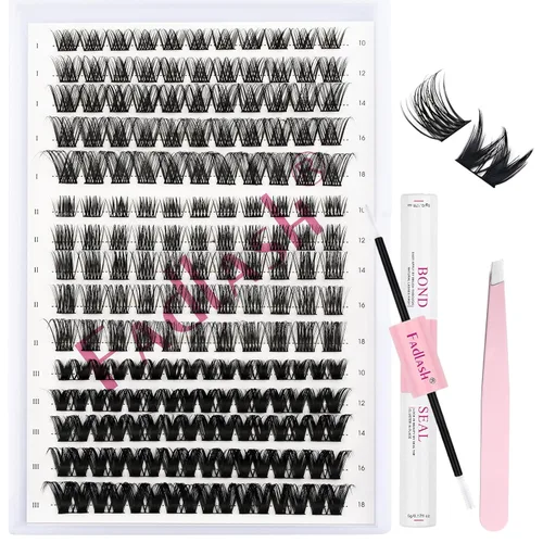 Vista 16 de FADLASH Pegamento de pestañas resistente y sellado impermeable 12ml Pegamento de pestañas en racimo para racimos de pestañas Fuerte adhesión
